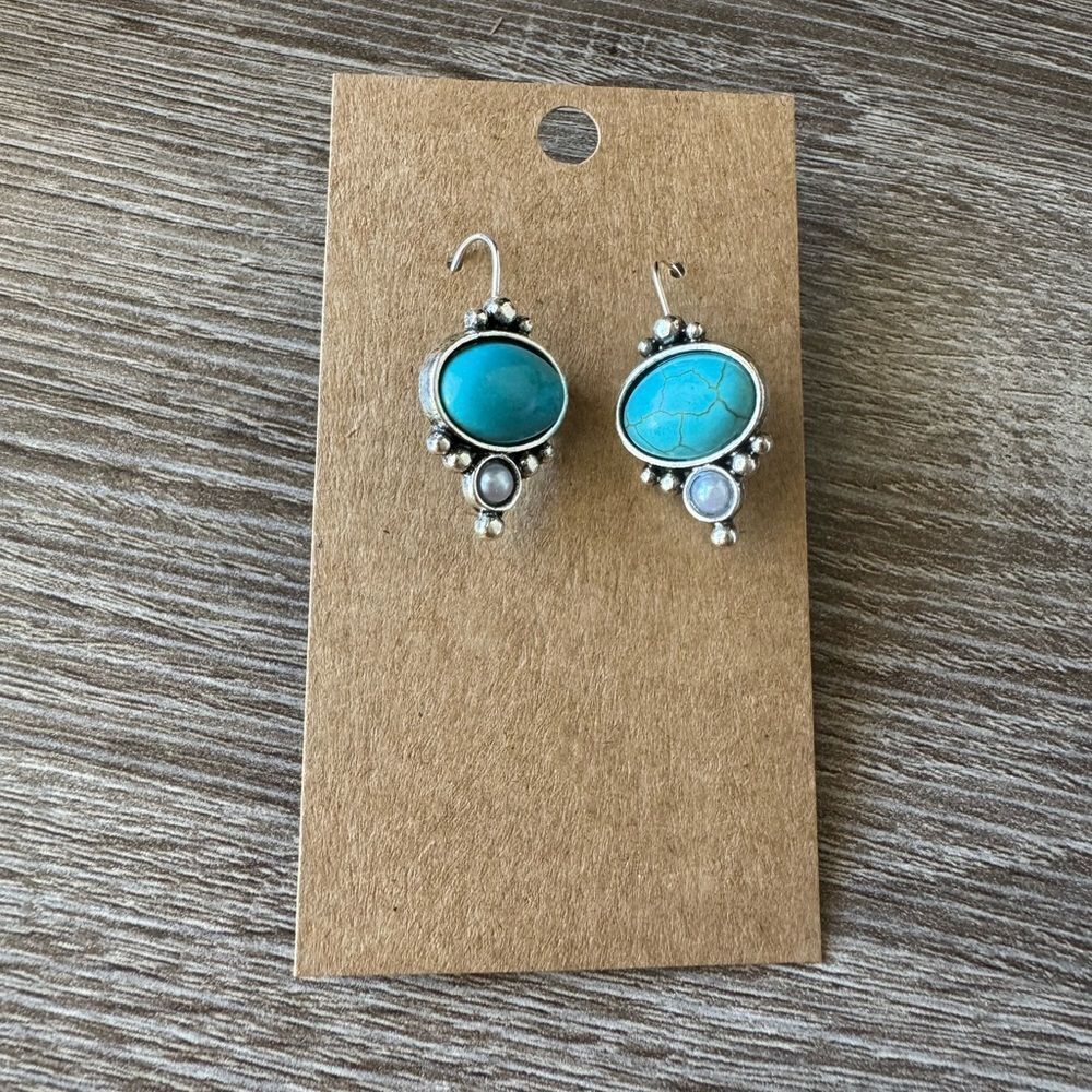 Dazzling blue stone Drop Earrings A1266 - Picture 5 of 6